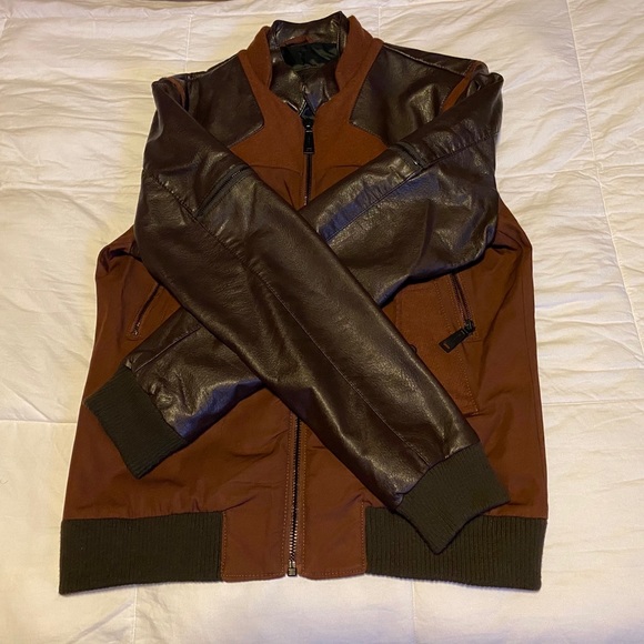 Zara Men’s Large Brown Faux Leather Jacket - Picture 2 of 5